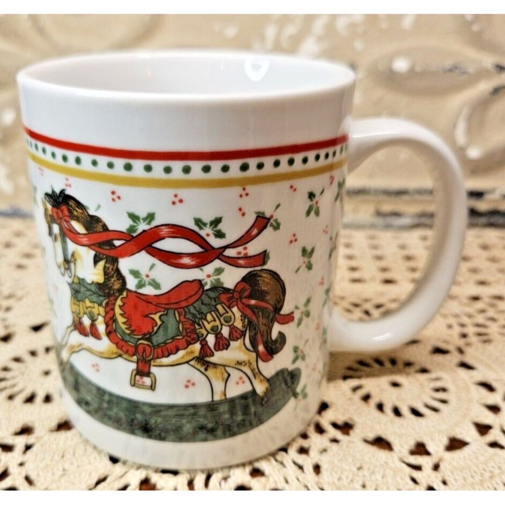 Vintage WIindsor Collection Christmas Carousel Horse Coffee Tea Mug